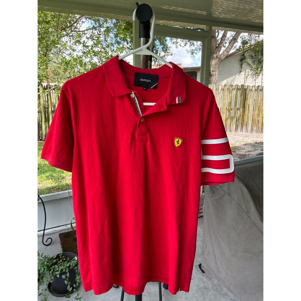 Vintage Sz XL Scuderia Ferrari Red Polo Applique